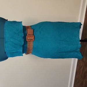 Iz Byer teal strapless dress